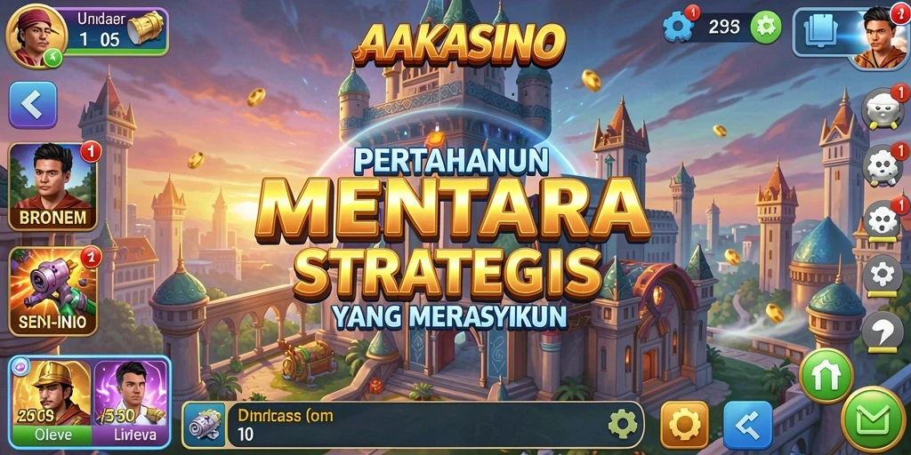 Tampilan gameplay menara strategis dalam AAKASINO yang menarik.