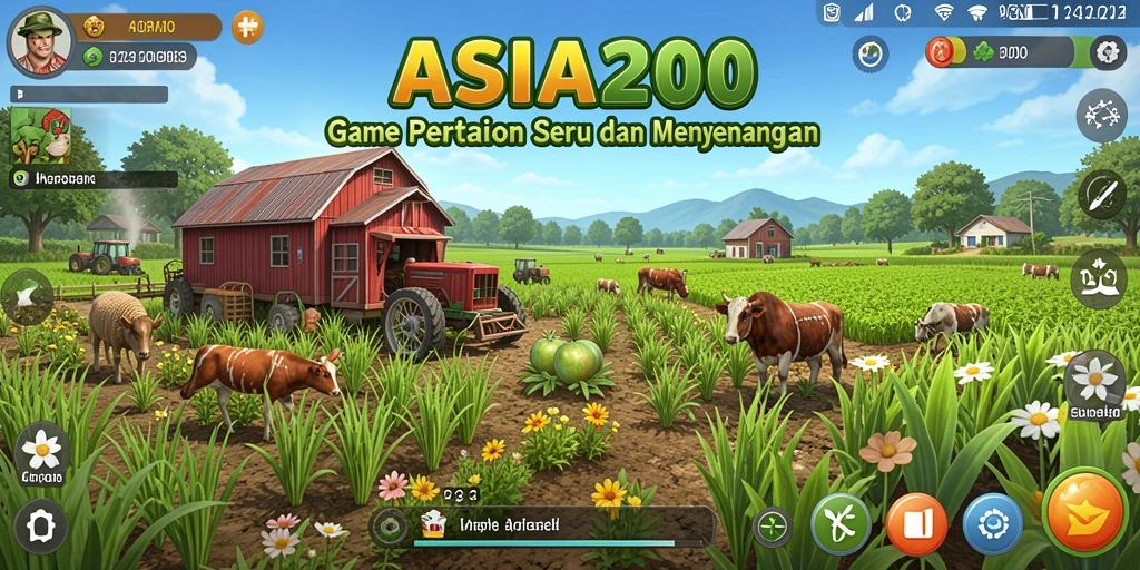 Tampilan gameplay <strong>ASIA200</strong> saat merawat ladang dan hewan ternak.