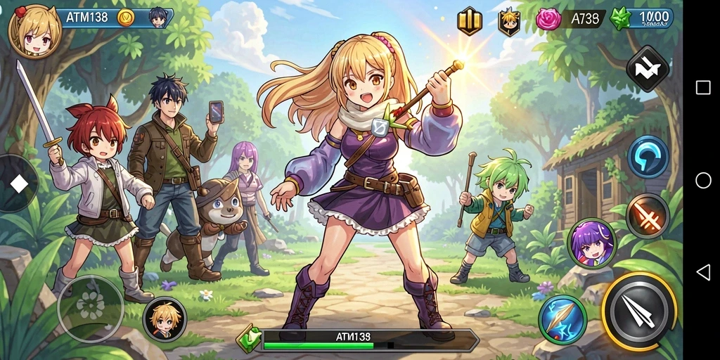 Tampilan gameplay yang menarik dari ATM138 dengan karakter Anime.