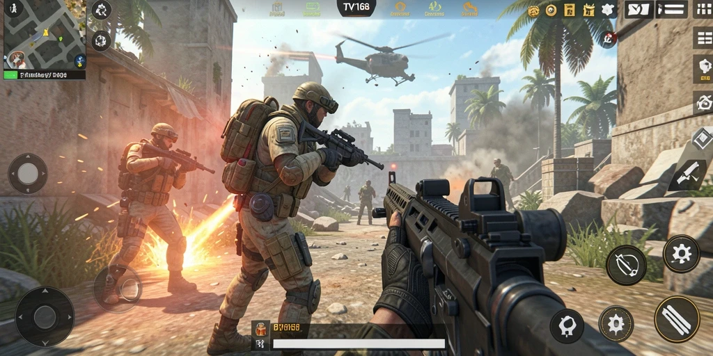 Tampilan gameplay BTV168 dengan aksi mendebarkan di medan perang.