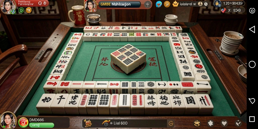 Tampilan gameplay DMD686 dengan ubin Mahjong yang berwarna-warni.