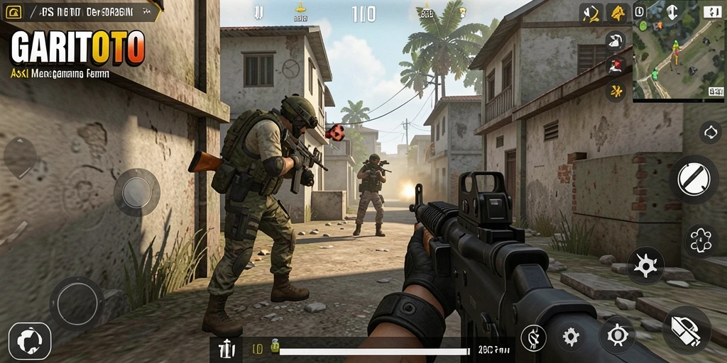 Screenshot GARITOTO menampilkan aksi seru dalam gameplay FPS.