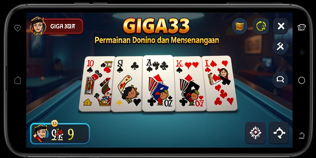 Screenshot utama GIGA33 menampilkan gameplay Domino yang menarik.