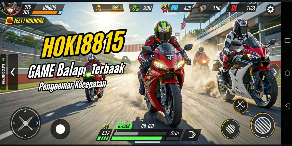 Screenshot HOKI8815 menampilkan aksi balap motor yang mendebarkan.