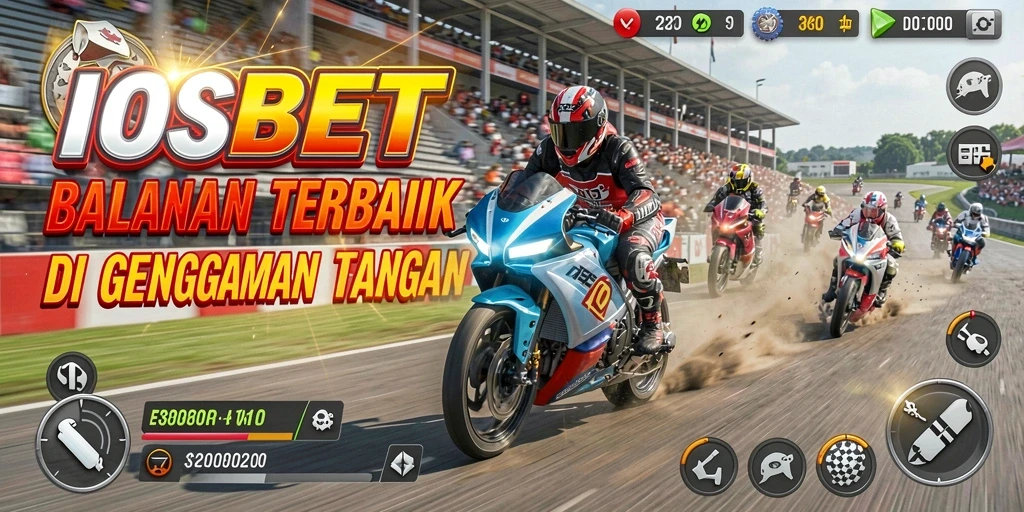 Screenshot gameplay IOSBET menampilkan aksi balap motor seru.