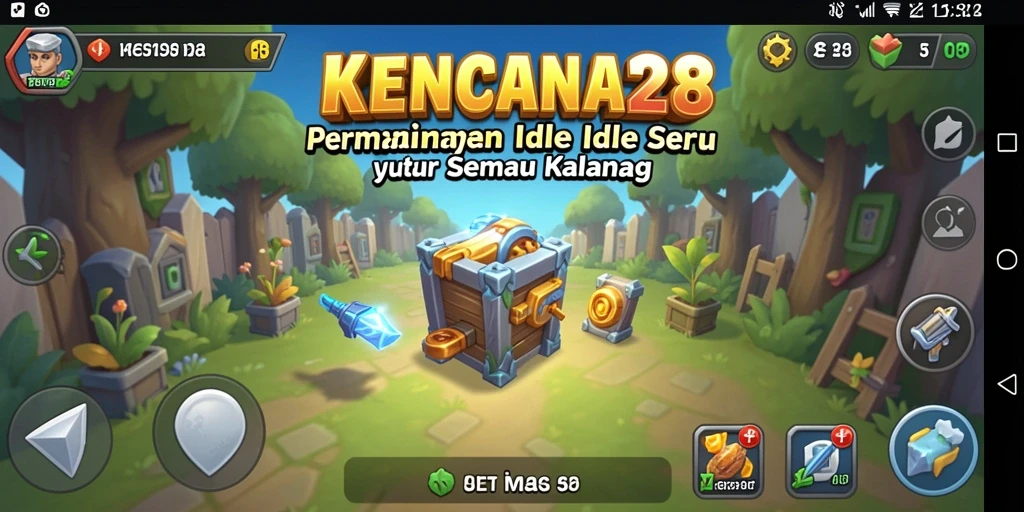Tampilan gameplay <strong>KENCANA28</strong> yang menawan dengan karakter yang bergerak otomatis.