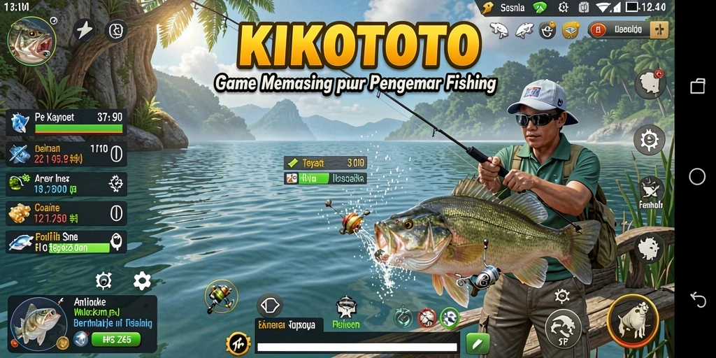 Screenshot gameplay KIKOTOTO menampilkan momen memancing yang mendebarkan.
