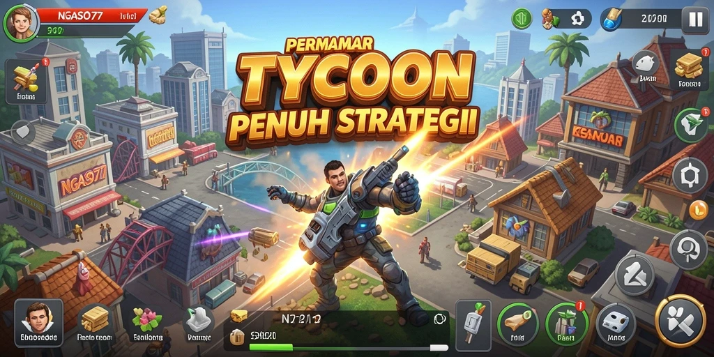 Tampilan gameplay seru di NGASO77 yang menggambarkan strategi manajemen bisnis.
