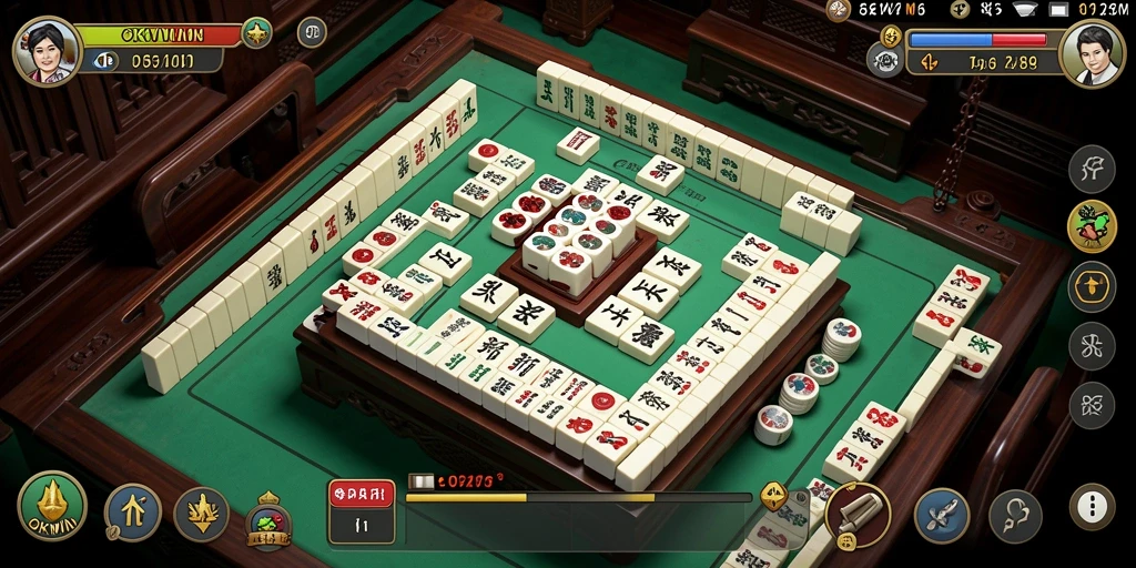 Tampilan gameplay OKWIN yang mengasyikkan dalam permainan Mahjong.