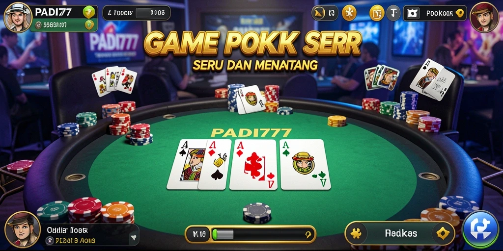Tangkapan layar gameplay poker PADI777 yang mendebarkan dan penuh strategi.