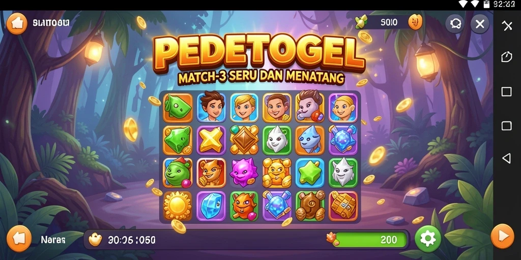 Screenshot gameplay <strong>PEDETOGEL</strong> menampilkan keseruan mencocokkan objek Match-3.