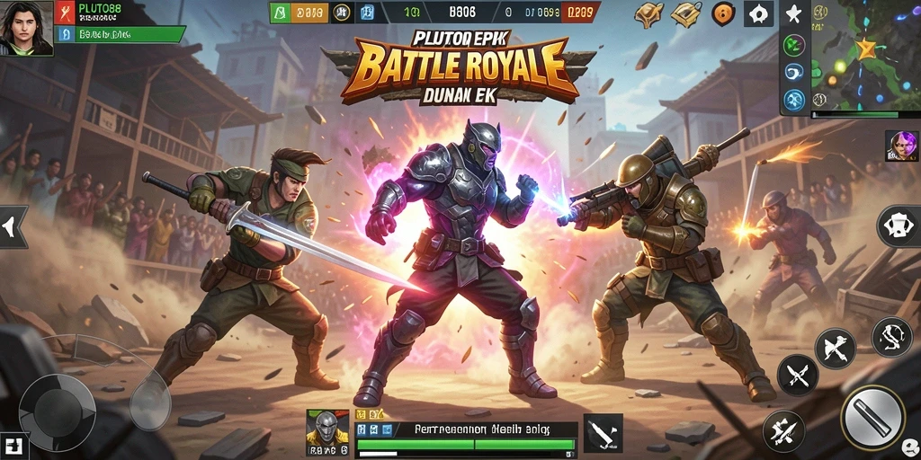 Gameplay intens PLUTO88 menunjukkan pertarungan epik Battle Royale.