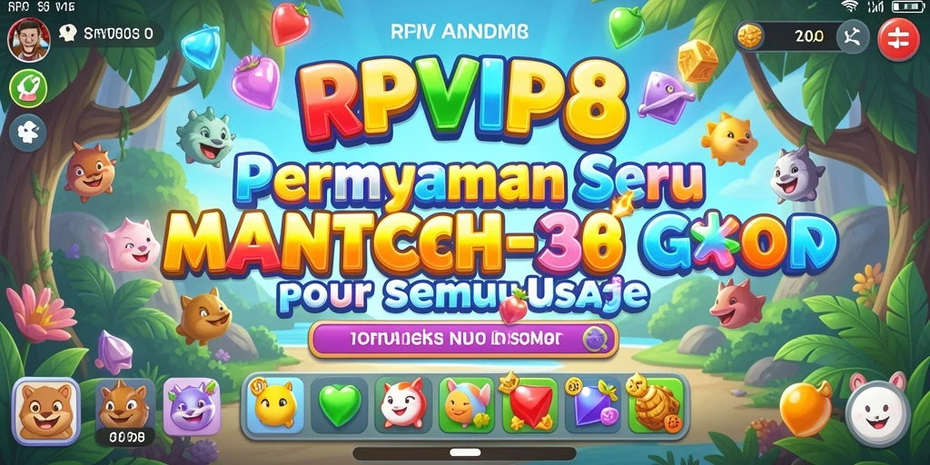 Tampilan menakjubkan gameplay Match-3 RPVIP8 yang mengasyikkan.
