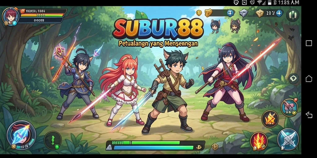 Screenshot gameplay SUBUR88 menunjukkan aksi pertarungan karakter Anime.