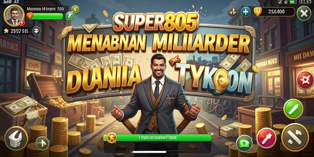 Screenshot SUPER805 menampilkan pengalaman gameplay Tycoon yang mendalam.