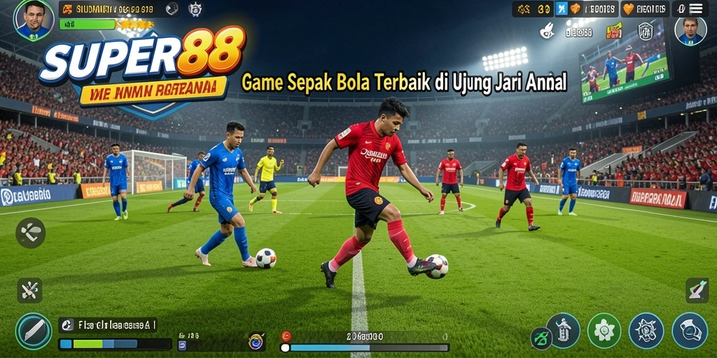 Screenshot SUPER88 menampilkan aksi seru pertandingan sepak bola.