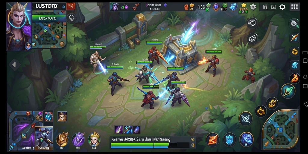 Screenshot menampilkan aksi seru dalam gameplay MOBA UUSTOTO.