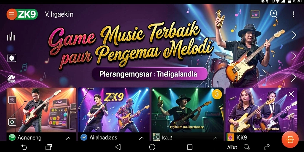 Screenshot gameplay ZK9 menunjukkan pengalaman menyenangkan bermain musik.